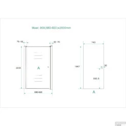 Nisdeur Wiesbaden Met Middenband RS 90x200cm 8mm NANO Coating -Winkel Voor Badkamerdouchebenodigdheden 20.3827 2tech