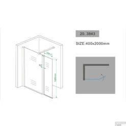 Zijwand Wiesbaden Draaibaar 40x200 Cm 10mm NANO Coating -Winkel Voor Badkamerdouchebenodigdheden 20.3843