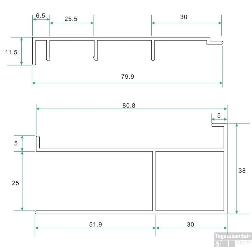 BWS Erie Verbredingsprofiel Voor Douchewand Aluminium 3x200 Cm 5 BWS Erie Verbredingsprofiel Voor Douchewand Aluminium 3x200 Cm - Afbeelding 5