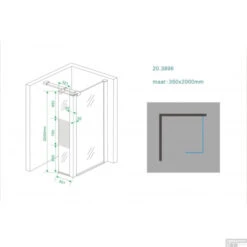 Zijwand Hoekprofiel Wiesbaden Met Middenband 35x200 10mm NANO -Winkel Voor Badkamerdouchebenodigdheden 20.3896 2tech