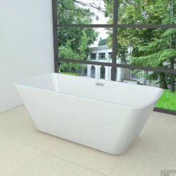 Ligbad Larx Wiesbaden Vrijstaand Vierkant Acryl Inclusief Waste 170x78 Cm Wit