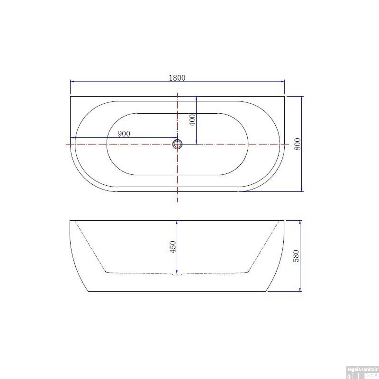 Ligbad Wiesbaden Wall Half-vrijstaand Acryl 180x80 Cm Mat Wit 2 Ligbad Wiesbaden Wall Half-vrijstaand Acryl 180x80 Cm Mat Wit - Afbeelding 2