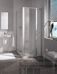 Kermi Ibiza Draaideur 100x200 Segment/scharnier Rechts Matzilver-clean Glas