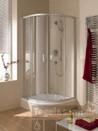Kermi Ibiza Kwartrond Segment 90 Cm. Matzilver-helder Glas