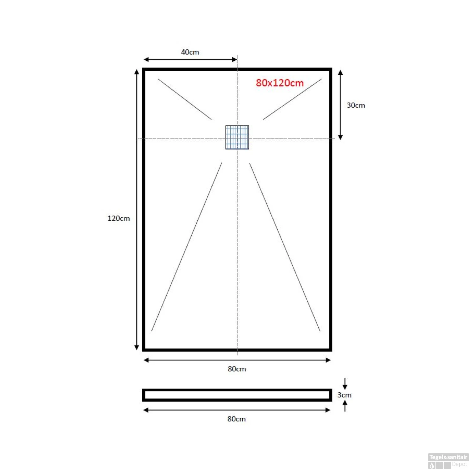 Douchebak BWS Elsa Composiet Anti-slip 120x80x3 Cm Mat Grijs 2 Douchebak BWS Elsa Composiet Anti-slip 120x80x3 Cm Mat Grijs - Afbeelding 2