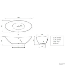 Vrijstaand Bad Wiesbaden Solid Surface 186x82x59 Cm -Winkel Voor Badkamerdouchebenodigdheden 36.4001 1