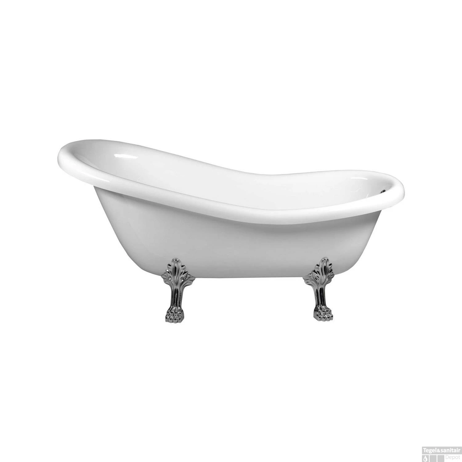 Vrijstaand Bad Sapho Retro 173x75x84 Cm Wit Met Leeuwenpoten Chroom - Afbeelding 2