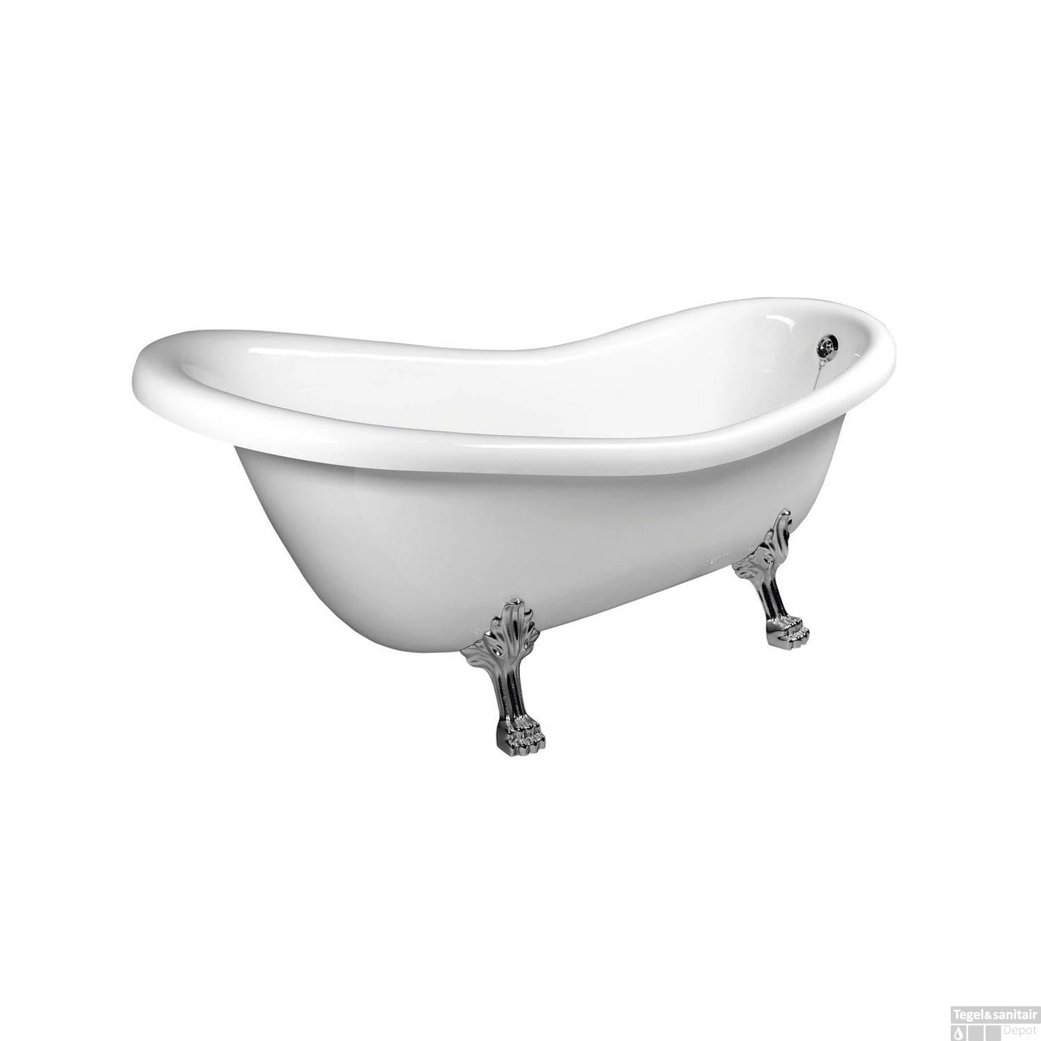 Vrijstaand Bad Sapho Retro 173x75x84 Cm Wit Met Leeuwenpoten Chroom