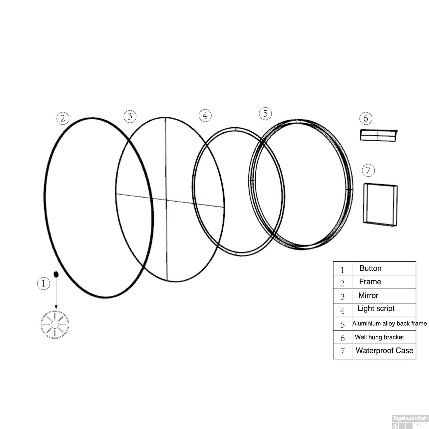 Ronde Spiegel Wiesbaden Novi Met LED, Dimbaar 60 Cm Geborsteld Messing 5 Ronde Spiegel Wiesbaden Novi Met LED, Dimbaar 60 Cm Geborsteld Messing - Afbeelding 5