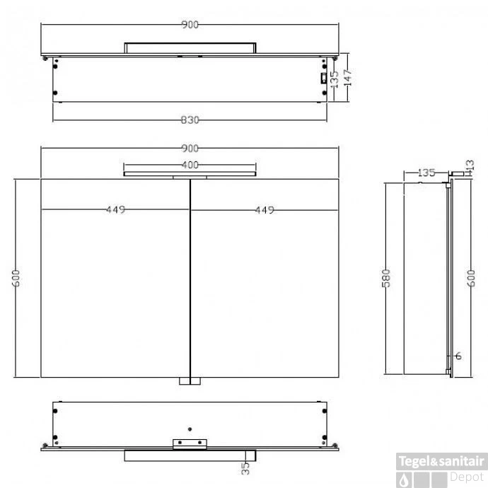 Spiegelkast Wiesbaden Met Led Verlichting 90x60 Aluminium 2 Spiegelkast Wiesbaden Met Led Verlichting 90x60 Aluminium - Afbeelding 2