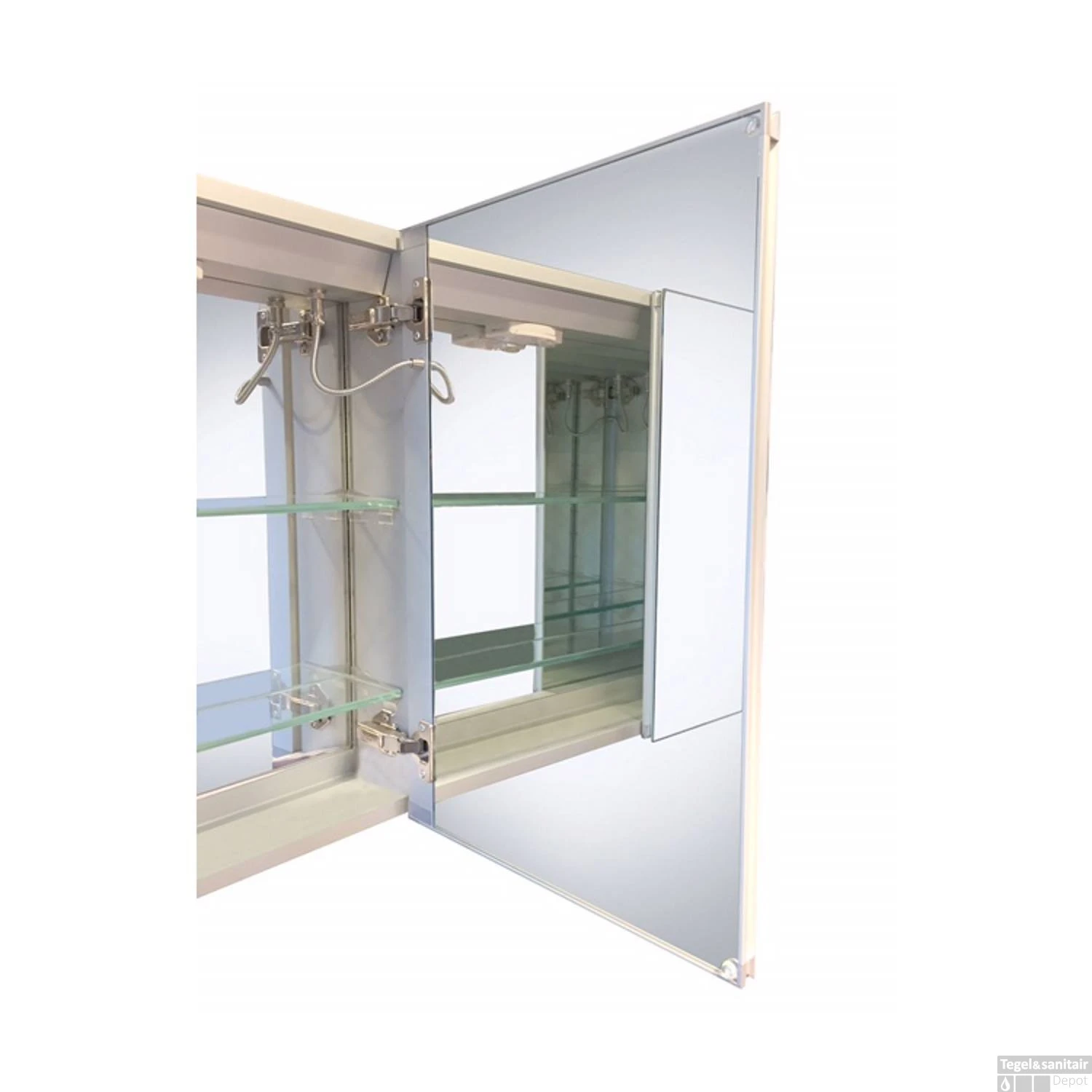 Spiegelkast Best Design Aluma Incl. LED Verlichting 100x80cm 4 Spiegelkast Best Design Aluma Incl. LED Verlichting 100x80cm - Afbeelding 4