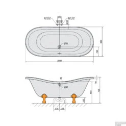 Vrijstaand Bad Sapho Charleston 188x80x71 Cm Wit Met Leeuwenpoten -Winkel Voor Badkamerdouchebenodigdheden 38112 vrijstaand bad sapho charleston 188x80x71 cm wit met leeuwenpoten 5