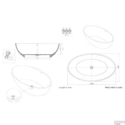 Vrijstaand Bad Best Design Solid New-Stone Mat Wit 180x85x52cm -Winkel Voor Badkamerdouchebenodigdheden 3845650 tech