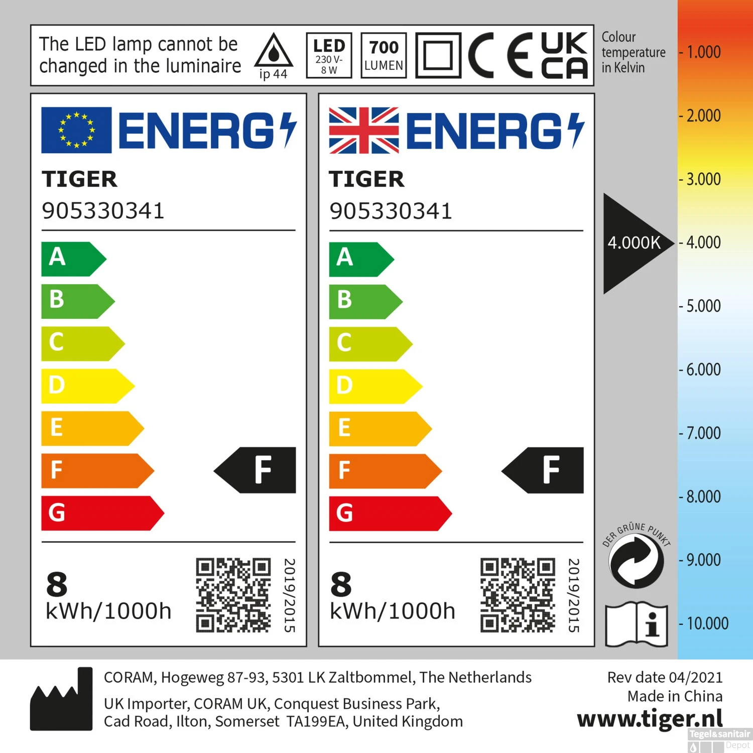 LED Spiegel Verlichting Tiger Aurel 4000K 40 Cm Chroom 8 LED Spiegel Verlichting Tiger Aurel 4000K 40 Cm Chroom - Afbeelding 8