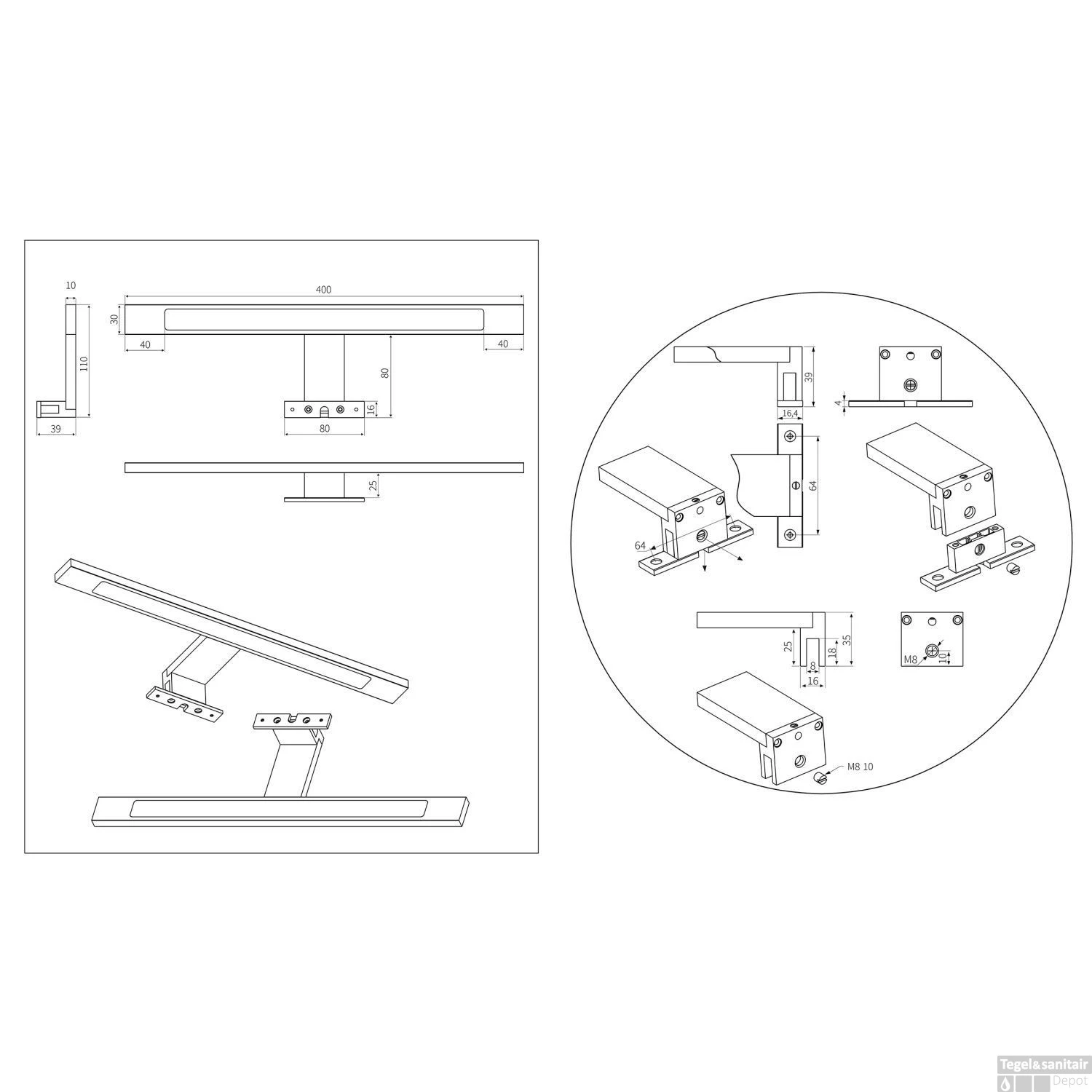 Spiegel Verlichting Tiger Ancis LED 4000K 40x4x10.5 Cm Wit 9 Spiegel Verlichting Tiger Ancis LED 4000K 40x4x10.5 Cm Wit - Afbeelding 9