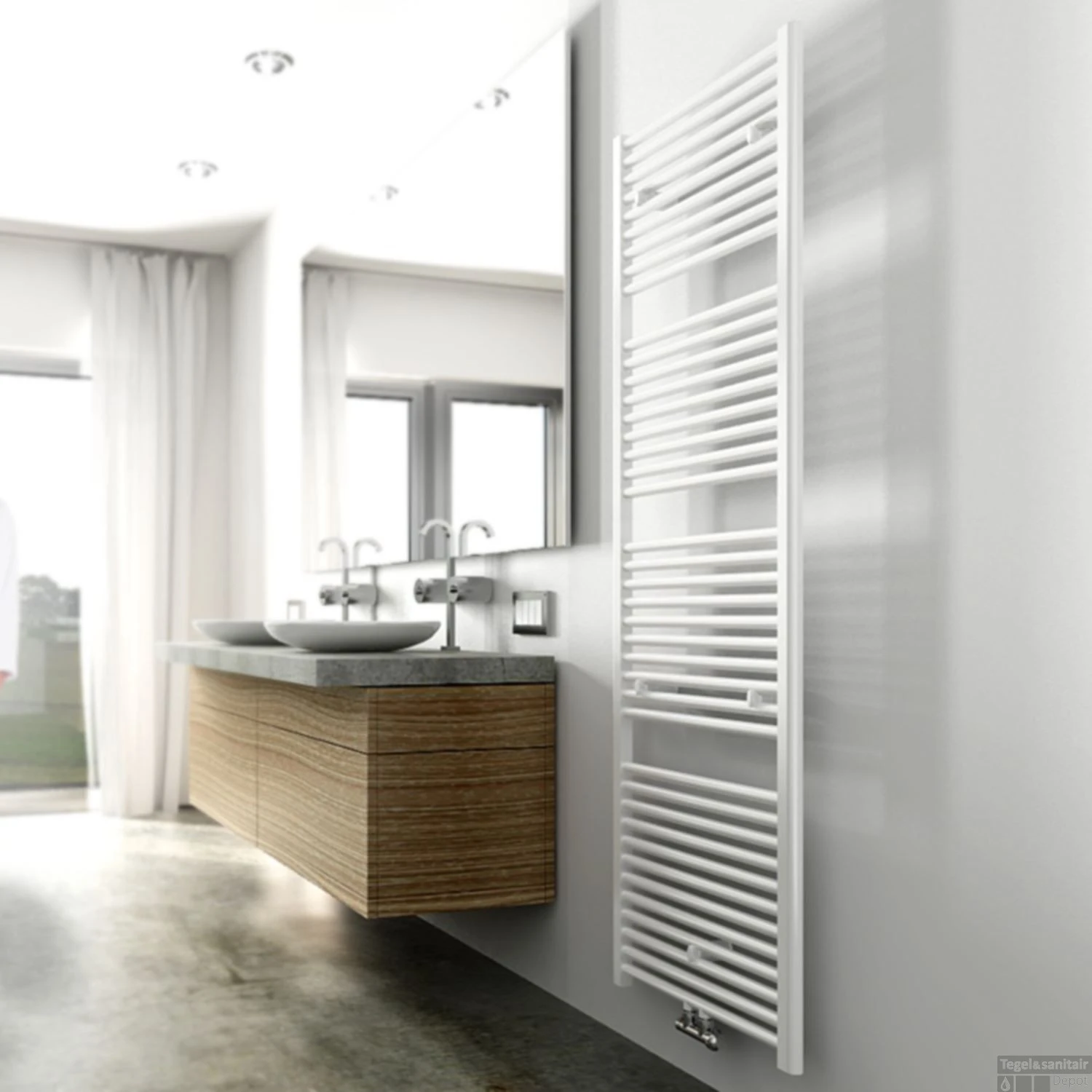 Handdoekradiator Wiesbaden Elara 1817x600mm. Wit 2 Handdoekradiator Wiesbaden Elara 1817x600mm. Wit - Afbeelding 2
