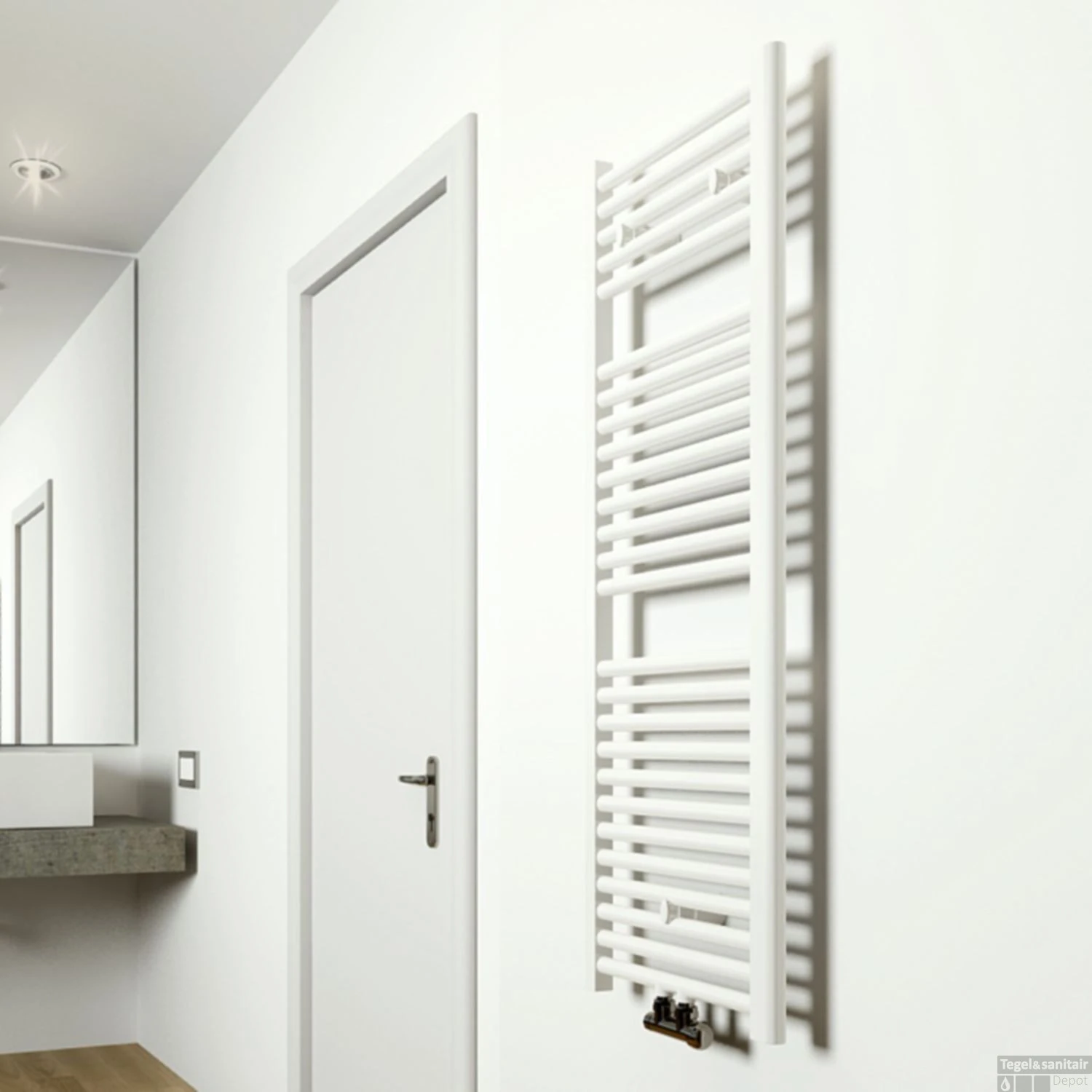 Radiator Wiesbaden Elara 118,5x45 Cm Midden-Onder Aansluiting Wit (538 Watt) 2 Radiator Wiesbaden Elara 118,5x45 Cm Midden-Onder Aansluiting Wit (538 Watt) - Afbeelding 2