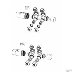Set Thermostatisch Onderblok Boss & Wessing Zuko Haaks Links/rechts Glans Wit -Winkel Voor Badkamerdouchebenodigdheden 43.3575 tekening 1