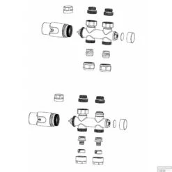 Set Thermostatisch Onderblok Riko Elay Recht Glans Wit -Winkel Voor Badkamerdouchebenodigdheden 43.3576 tekening