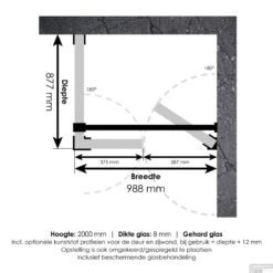 Douchecabine Compleet Just Creating Profielloos 3-Delig Dubbel Draaibaar 90x100 Cm Mat Zwart -Winkel Voor Badkamerdouchebenodigdheden 4jc11 90x100a t