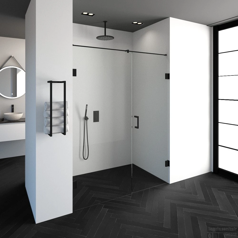 Nisdeur Compleet Just Creating Profielloos 2-Delig 160x200 Cm 90/70 Mat Zwart 1 Nisdeur Compleet Just Creating Profielloos 2-Delig 160x200 Cm 90/70 Mat Zwart