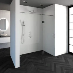 Nisdeur Compleet Just Creating Profielloos 2-Delig (Draaideur Bevestigd Op Inloopwand) 180x200 Cm 110/70 Chroom