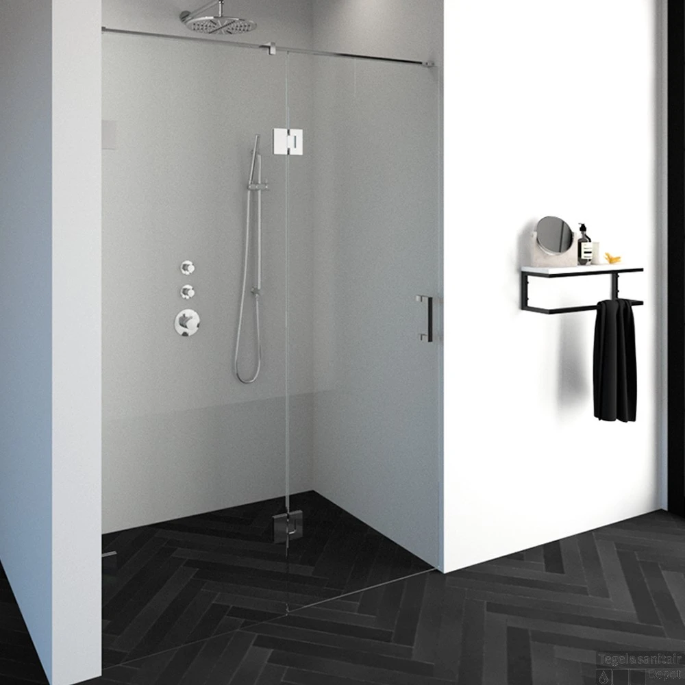 Nisdeur Compleet Just Creating Profielloos 2-Delig (Draaideur Bevestigd Op Inloopwand) 140x200 Cm 70/70 Chroom 3 Nisdeur Compleet Just Creating Profielloos 2-Delig (Draaideur Bevestigd Op Inloopwand) 140x200 Cm 70/70 Chroom - Afbeelding 3