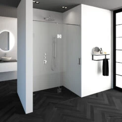 Nisdeur Compleet Just Creating Profielloos 2-Delig (Draaideur Bevestigd Op Inloopwand) 140x200 Cm 70/70 Chroom