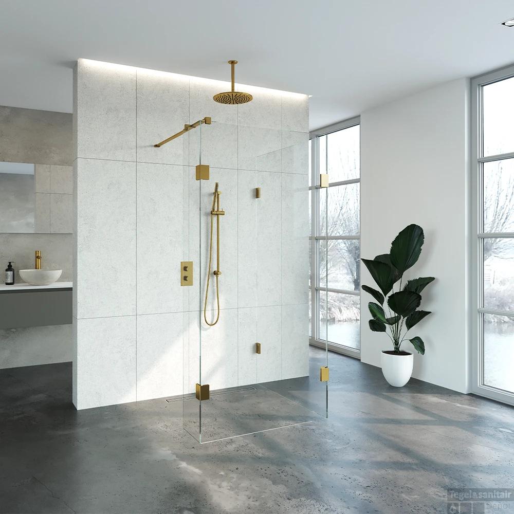 Inloopdouche Compleet Just Creating Profielloos 100x100/30 Cm Reversed Goud 2 Inloopdouche Compleet Just Creating Profielloos 100x100/30 Cm Reversed Goud - Afbeelding 2