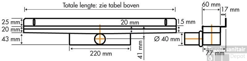 Easydrain Compact Wall 30 Afvoergoot 6x90 Cm. Zijuitlaat Rvs 3 Easydrain Compact Wall 30 Afvoergoot 6x90 Cm. Zijuitlaat Rvs - Afbeelding 3