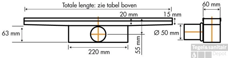 Easydrain Compact 50 Afvoergoot 6x130 Cm. Zijuitlaat Rvs 2 Easydrain Compact 50 Afvoergoot 6x130 Cm. Zijuitlaat Rvs - Afbeelding 2