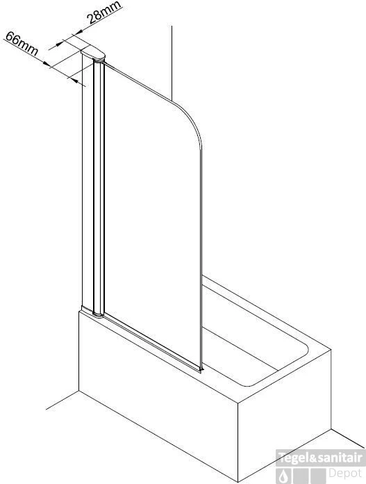 B&w-luxury Bagno Base Badklapwand 75x140 Cm. Chroom-helder Clean 2 B&w-luxury Bagno Base Badklapwand 75x140 Cm. Chroom-helder Clean - Afbeelding 2