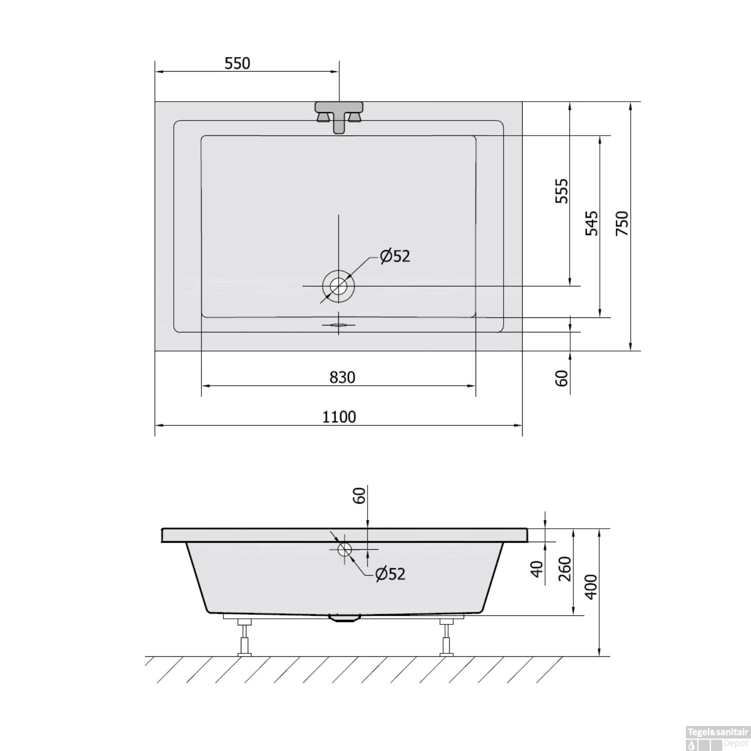 Extra Diepe Douchebak Sapho Deep 110x75x26 Cm Rechthoekig Acryl Wit 10 Extra Diepe Douchebak Sapho Deep 110x75x26 Cm Rechthoekig Acryl Wit - Afbeelding 10