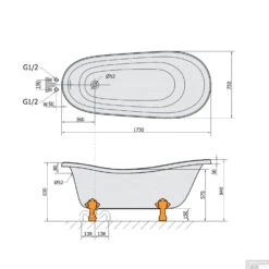 Vrijstaand Bad Sapho Retro 173x75x84 Cm Wit / Zwart Met Leeuwenpoten Chroom 11 Vrijstaand Bad Sapho Retro 173x75x84 Cm Wit / Zwart Met Leeuwenpoten Chroom -Winkel Voor Badkamerdouchebenodigdheden 72964 vrijstaand bad sapho retro 173x75x84 cm wit zwart met leeuwenpoten chroom 5