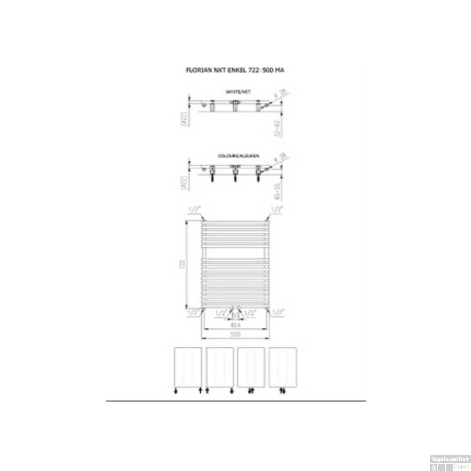 Designradiator Florion Nxt Enkel 72,2 X 50 Cm 391 Watt Zilver Metallic - Afbeelding 2