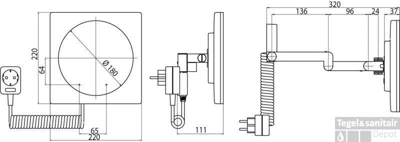 Emco Asis Scheerspiegel Vierkant 22 Cm. Led Verlichting X5 Chroom 2 Emco Asis Scheerspiegel Vierkant 22 Cm. Led Verlichting X5 Chroom - Afbeelding 2