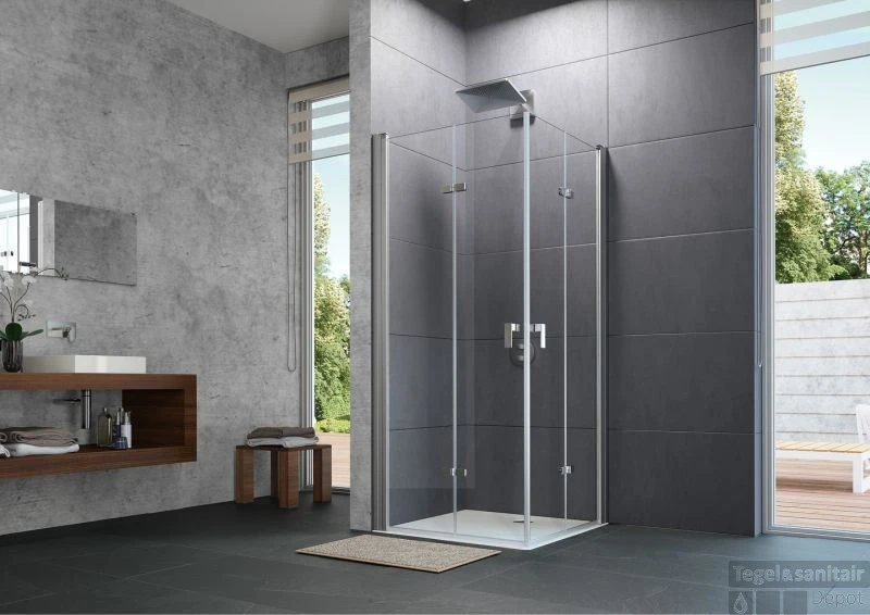 Huppe Design Pure 2-delige Vouwdeur Sft Links 90 X 190 Cm. Chroom Look-antiplaque Gl 2 Huppe Design Pure 2-delige Vouwdeur Sft Links 90 X 190 Cm. Chroom Look-antiplaque Gl - Afbeelding 2