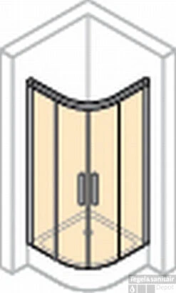 Huppe Design Pure Draaideur Kwartrond Helft M/segment 100x200cm. R50 Matzilver-antiplaque Glas