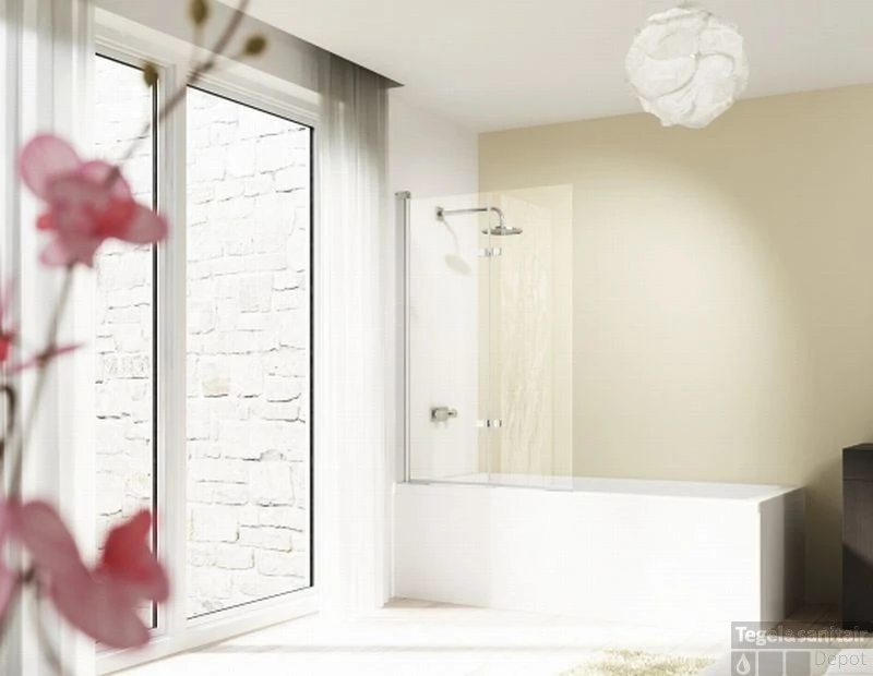 Huppe Design Pure 1-delige Badklapwand 75x150 Cm. Matzilver-antiplaque Glas 2 Huppe Design Pure 1-delige Badklapwand 75x150 Cm. Matzilver-antiplaque Glas - Afbeelding 2