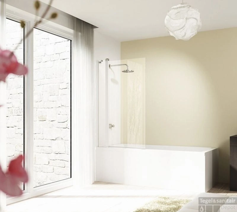 Huppe Design Pure 2-delige Badklapwand 95x150 Cm. Matzilver-helder Glas 2 Huppe Design Pure 2-delige Badklapwand 95x150 Cm. Matzilver-helder Glas - Afbeelding 2