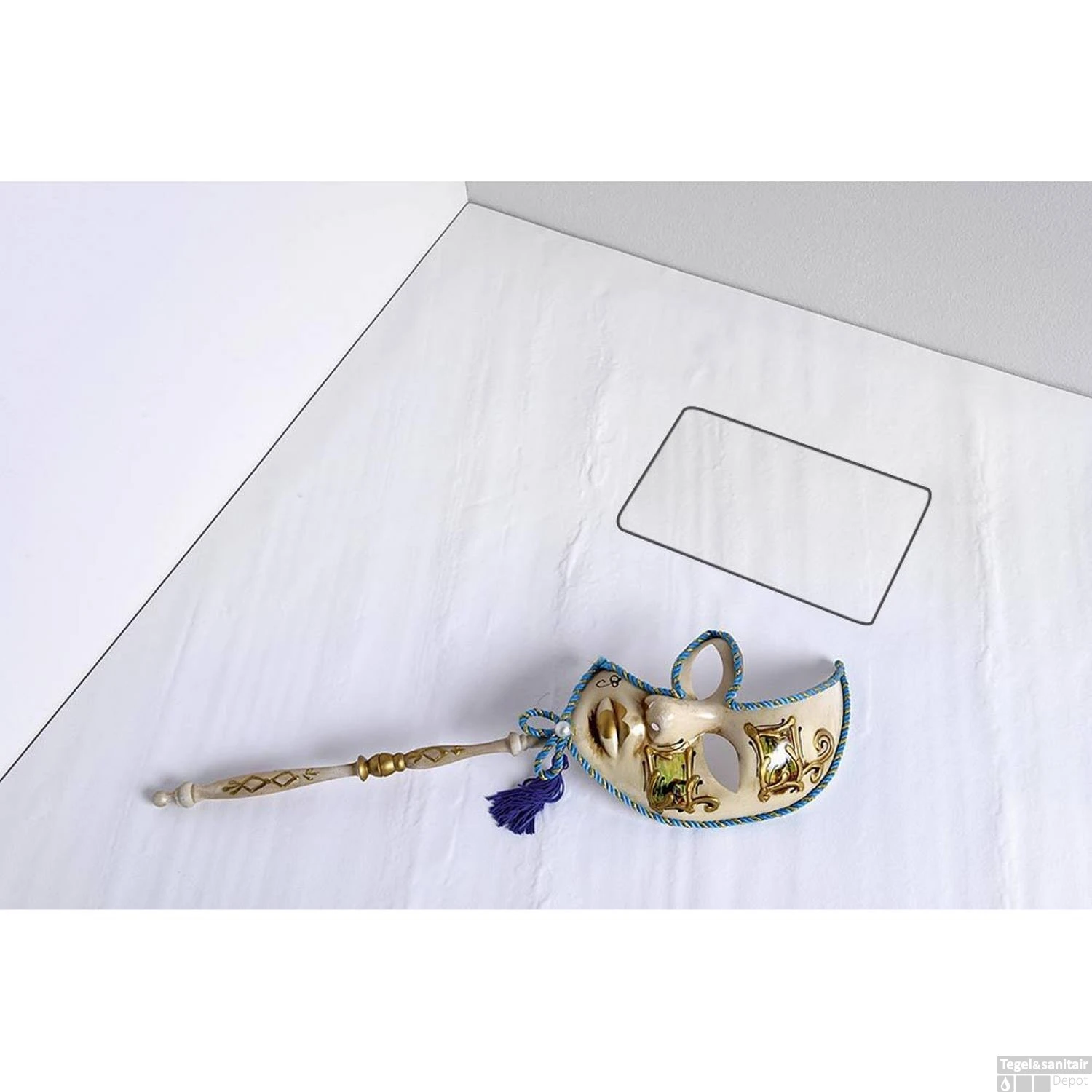 Douchebak Gegoten Marmer Sapho Acora 120x80x3.5 Cm Rechthoek Steen Wit - Afbeelding 3