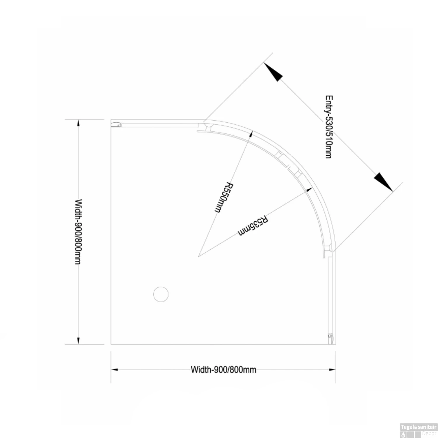 AKTIE Douchecabine Boss & Wessing Kwartrond 2 Schuifdeuren 80x80 Cm 4 Mm - Afbeelding 3