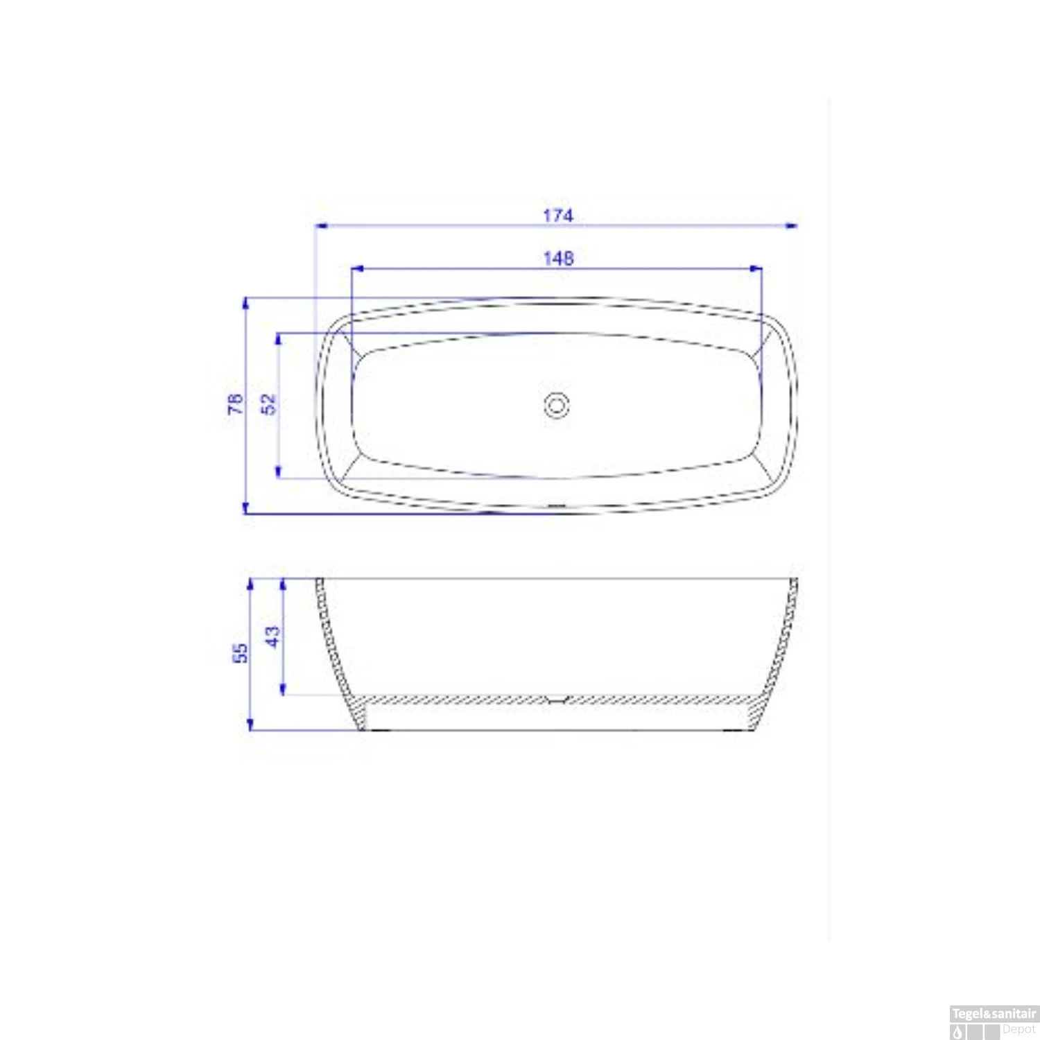 Vrijstaand Ligbad Arcqua Cali 174x78x55 Cm Cast Marble Mat Wit 3 Vrijstaand Ligbad Arcqua Cali 174x78x55 Cm Cast Marble Mat Wit - Afbeelding 3