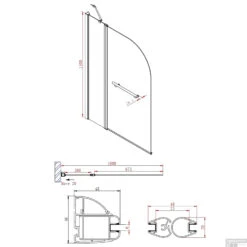 Badwand Boss & Wessing Bibi Afgerond 100x140cm Scharnierend Omkeerbaar 6mm -Winkel Voor Badkamerdouchebenodigdheden badwand boss wessing bibi afgerond 100x140cm scharnierend omkeerbaar 6mm tech