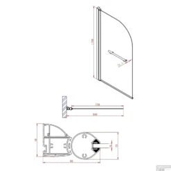Badwand Boss & Wessing Bibi Afgerond 80x140cm Scharnierend Omkeerbaar 6mm -Winkel Voor Badkamerdouchebenodigdheden badwand boss wessing bibi afgerond 80x140cm scharnierend omkeerbaar 6mm tech