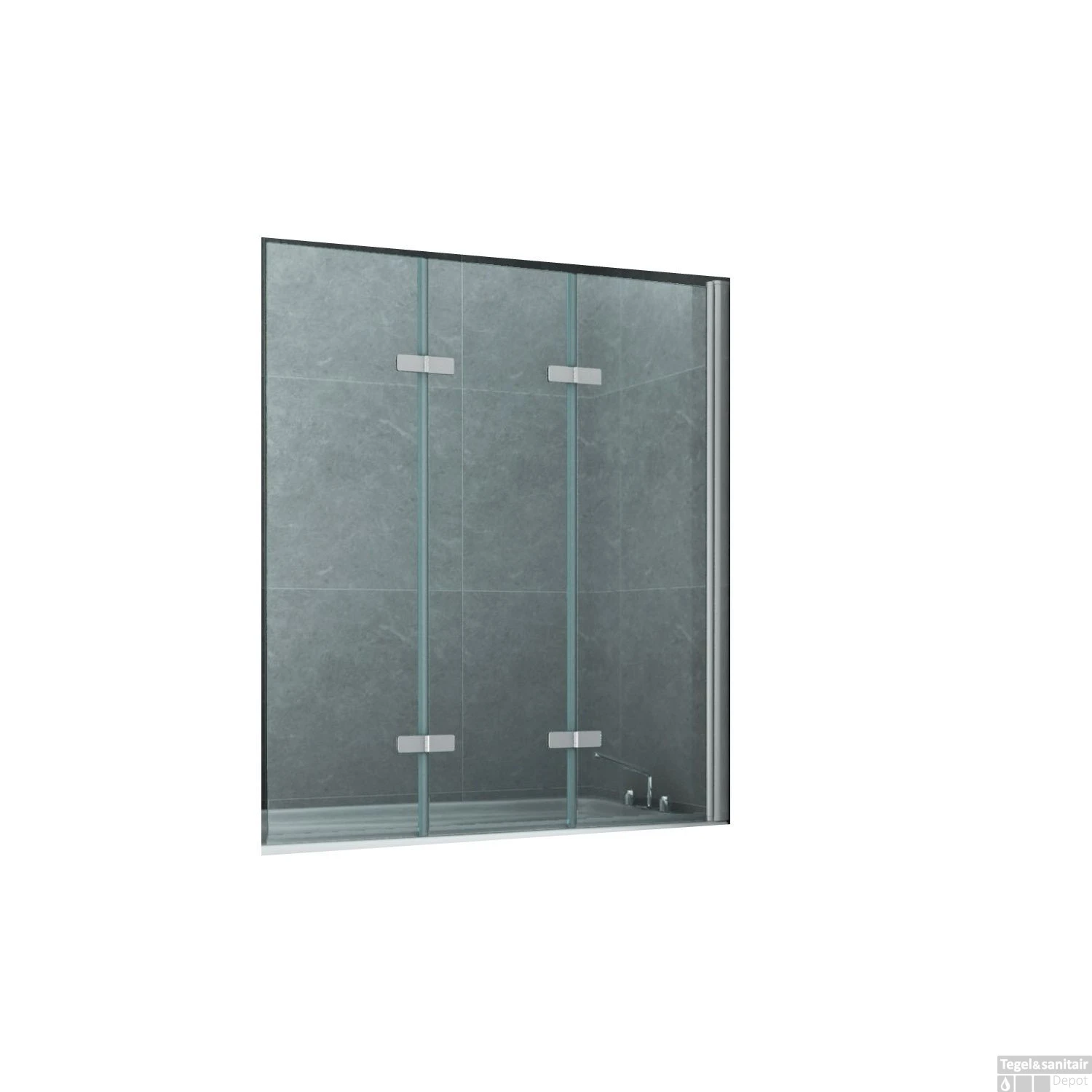 Badwand Boss & Wessing Aloni 130x140 Cm Helder Glas Aluminium Chroom Profiel 4 Badwand Boss & Wessing Aloni 130x140 Cm Helder Glas Aluminium Chroom Profiel - Afbeelding 4