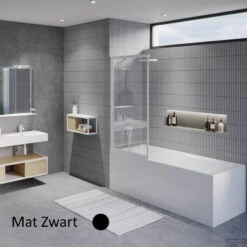 Badwand Riho Lucid GD501 Omkeerbaar Verstelbaar Aluminium 150x80 Cm Mat Zwart