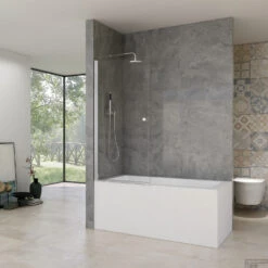 Badwand Van Rijn ST02 Klapwand 80x150 Cm Helder Glas 6 Mm Chroom