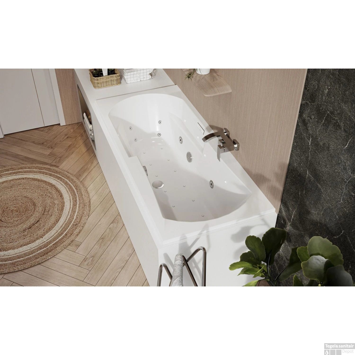 Whirlpoolbad Allibert Namea Dolcea 170x75x53 Cm Incl. Poten Wit 2 Whirlpoolbad Allibert Namea Dolcea 170x75x53 Cm Incl. Poten Wit - Afbeelding 2