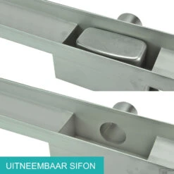 RVS Douchegoot BASIC Met Uitneembaar Sifon 90x7cm 6,7cm Diep GLAS ROOSTER -Winkel Voor Badkamerdouchebenodigdheden basic glas rooster 90cm 4